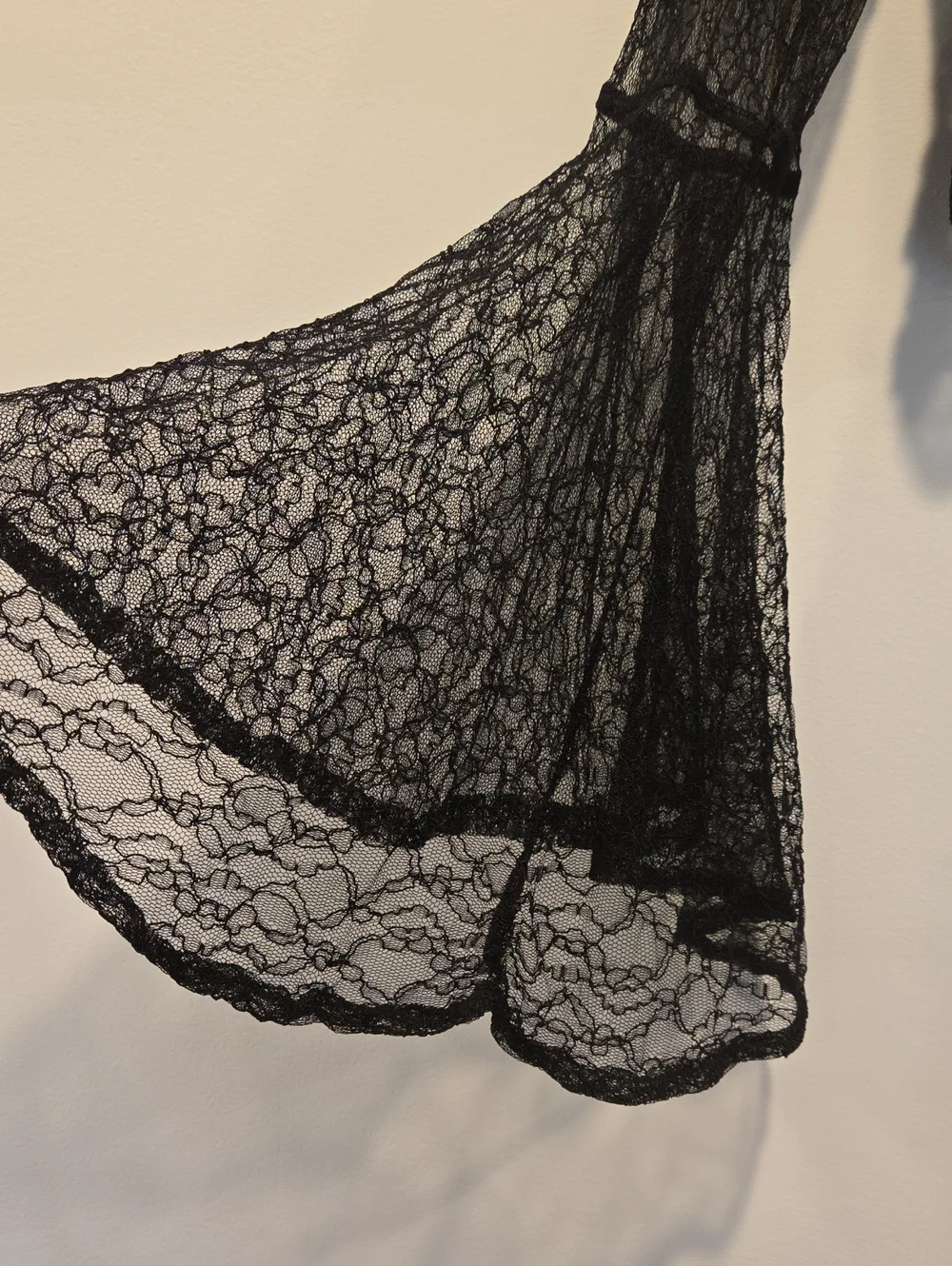 Free People Black Lace Crop Top Bell Sleeve Keyhole Back Whimsigoth Boho XS